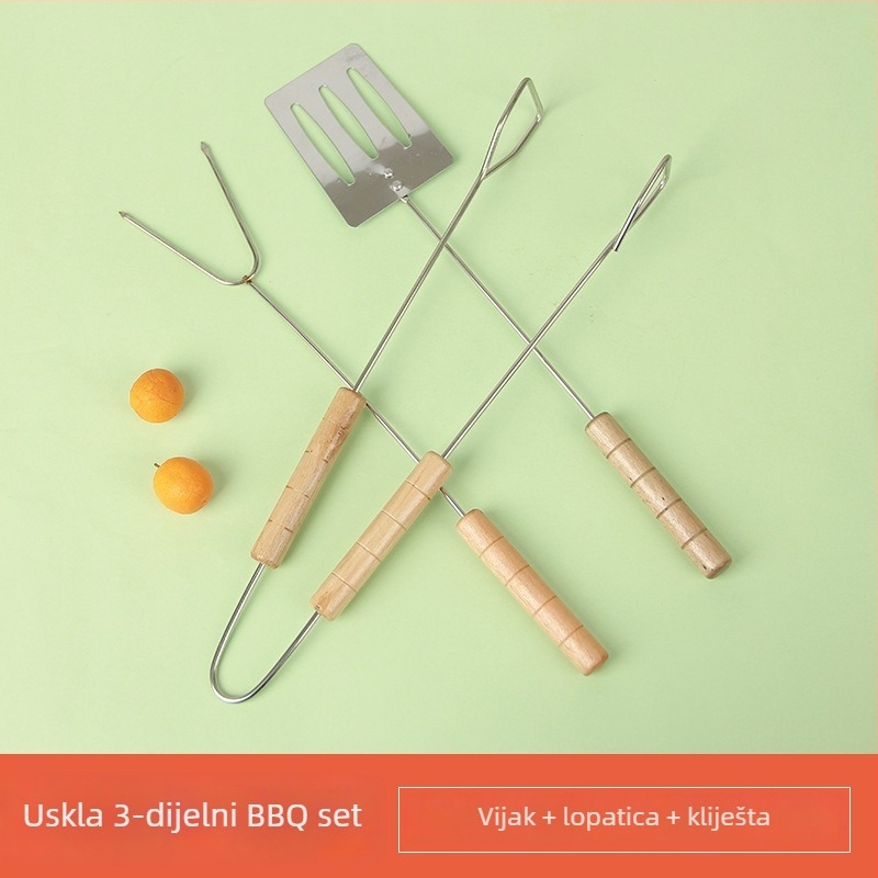 Dongsheng Nehrđajući čelik barbecue vilica — Neobičan trodijelni set, višenamjenski alati za roštilj