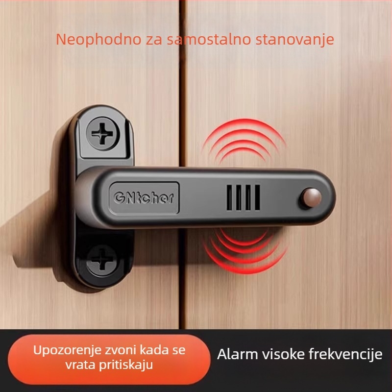 Alarmni zatvarač za vrata za unutarnje otvaranje, aluminijska legura, oksidirani završetak, moderan minimalistički stil