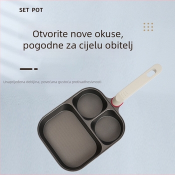 Trojfunkcionalna tava za doručak s neprianjajućom površinom, aluminijska legura, višeslojno dno, dubina 4 cm