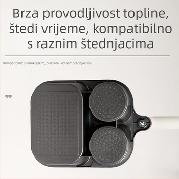 Trojfunkcionalna tava za doručak s neprianjajućom površinom, aluminijska legura, višeslojno dno, dubina 4 cm