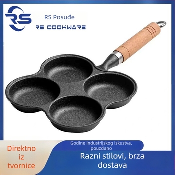 Lijena tava za jaja, Flower model s četiri rupe, bez premaza, s jednim dnom, kompatibilna s indukcijom i plinskim štednjacima