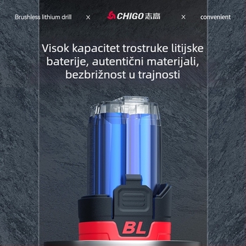 Beščetkasta bežična bušilica - 18-21V, pištolna drška, neprekidna regulacija brzine, samouzamljivajući čahur, naprijed/natrag