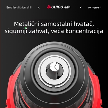 Beščetkasta bežična bušilica - 18-21V, pištolna drška, neprekidna regulacija brzine, samouzamljivajući čahur, naprijed/natrag