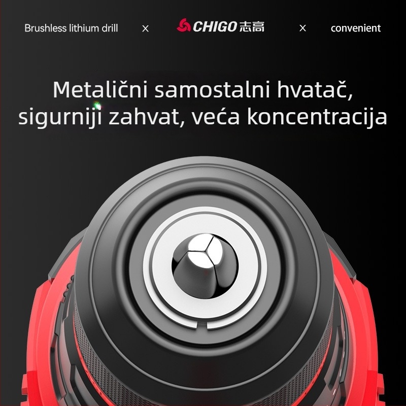 Beščetkasta bežična bušilica - 18-21V, pištolna drška, neprekidna regulacija brzine, samouzamljivajući čahur, naprijed/natrag