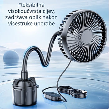 Shun Wei Automobilski ventilator s jednom glavom za držač čaše, 5W, model R-8050, ABS