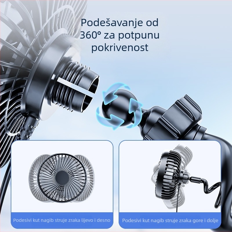 Shun Wei Automobilski ventilator s jednom glavom za držač čaše, 5W, model R-8050, ABS