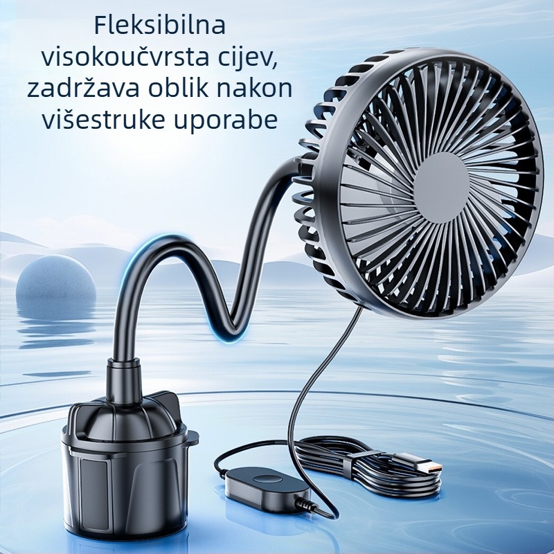 Shun Wei Automobilski ventilator s jednom glavom za držač čaše, 5W, model R-8050, ABS