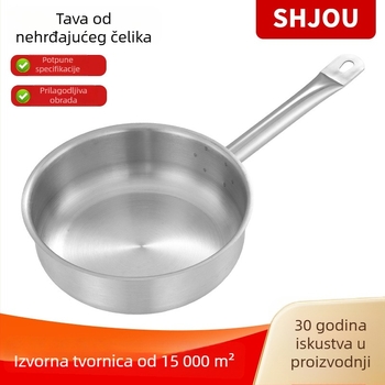 Nehrđajući čelični tiganj s ravnim dnom, trostruko dno, lonac za umake, lonac za juhu s jednom drškom, pogodan za plin i indukciju, lonac za mlijeko