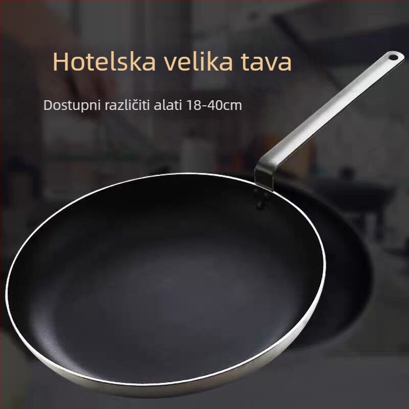 Ekstra debeli tiganj od aluminijske legure, neprijanjajući premaz, plosno dno s dvostrukim dnom, kompatibilan s indukcijom i plinskim štednjakom, za jaja, knedle, steak i palačinke.