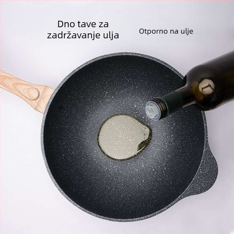 Wok s Maifan kamenom i premazom protiv lijepljenja, stakleni poklopac, model DY-1886, aluminij, dubina 11 cm, težina 2,2 kg