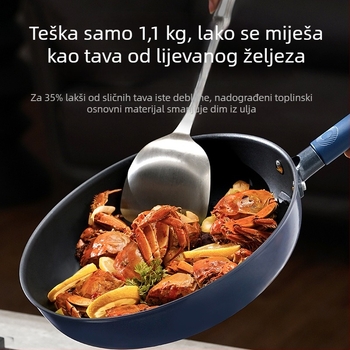 Tava za prženje bez premaza, titanijski kristalni neprijanjivi sloj, dno od 304 nehrđajućeg čelika, stakleni poklopac, model JC28Z8Q