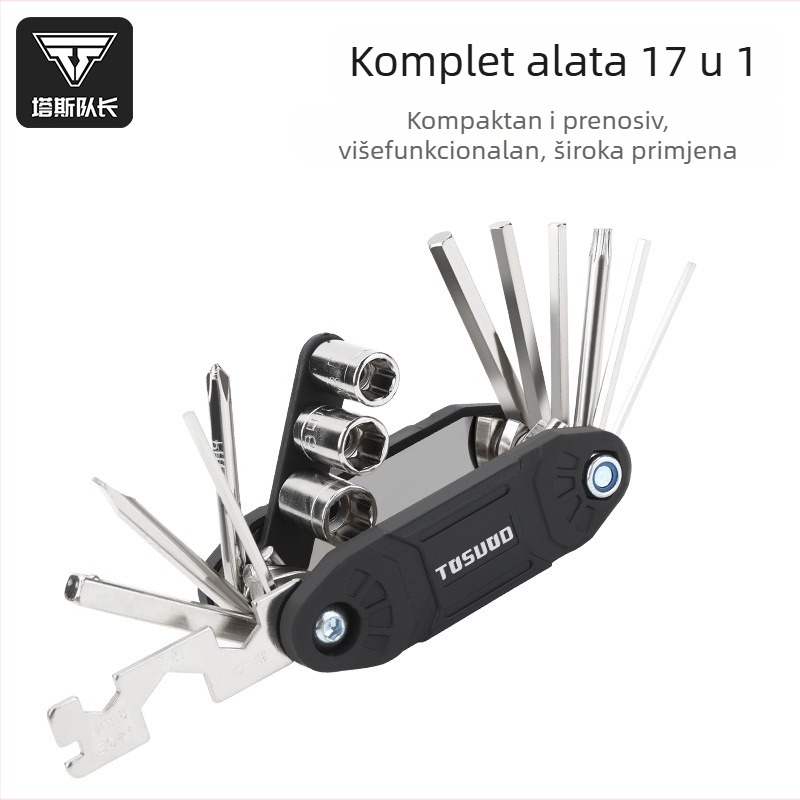 Captain Tas Set alata za popravak bicikla: šesterokutni ključevi, ključevi i nastavci, čelik, kombinirani paket