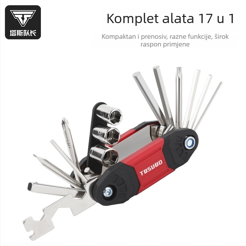 Captain Tas Set alata za popravak bicikla: šesterokutni ključevi, ključevi i nastavci, čelik, kombinirani paket