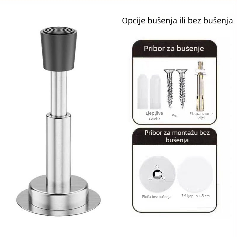 Hydraulični zatvarač vrata, zidna montaža, nehrđajući čelik, elektroplakirani završetak, ručna kontrola, moderan minimalistički stil