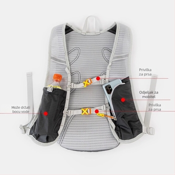 Ultra-light planinarska torba s hidratacijskim rezervoarom, prozračne naramenice s zračnim jastučićem, unisex, poliester
