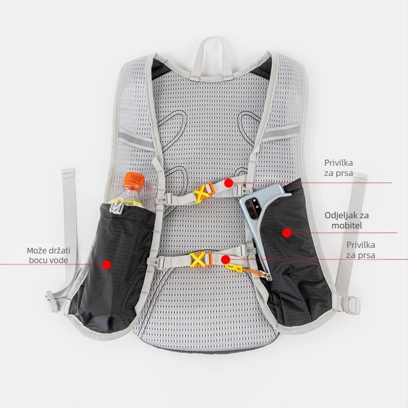 Ultra-light planinarska torba s hidratacijskim rezervoarom, prozračne naramenice s zračnim jastučićem, unisex, poliester