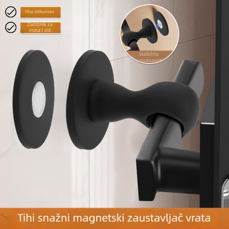 Silikonska ručica vrata s magnetskim držačem, zidna montaža, produženi magnetski držač sa usisavanjem, moderan stil