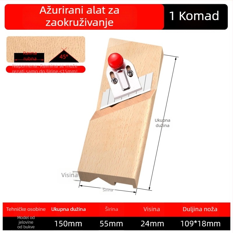 Alat za čamferiranje gipsane ploče, V-oblik 45°, dvostruka namjena, nož za završnu obradu drveta