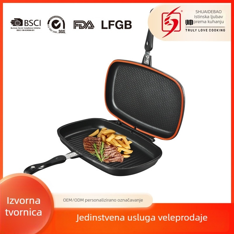 Aluminijska tava s neprijanjajućim premazom RD-KP, dubina 7–8 cm, pogodna za plinske ploče