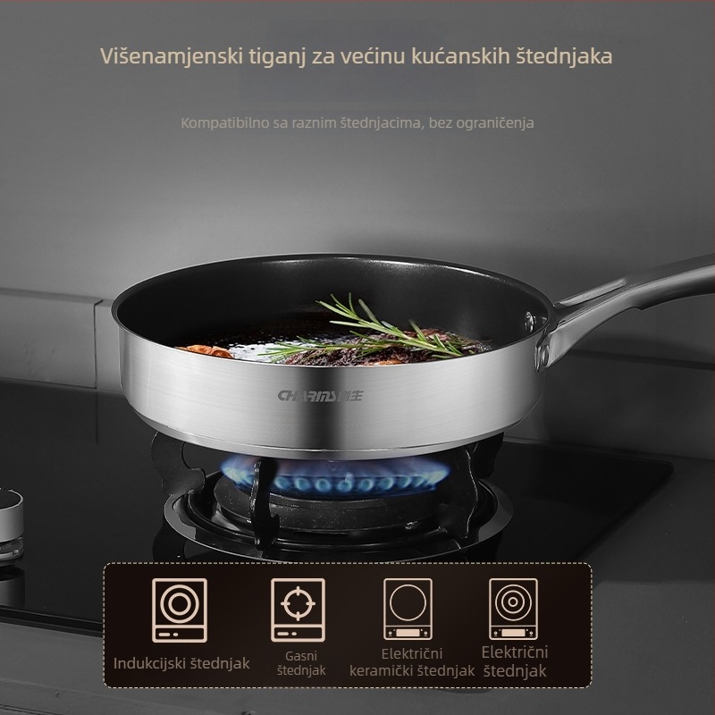 GOOD HARVESTER tava od nehrđajućeg čelika 304, neprijanjajući premaz, kompatibilna s indukcijom, trostruko dno