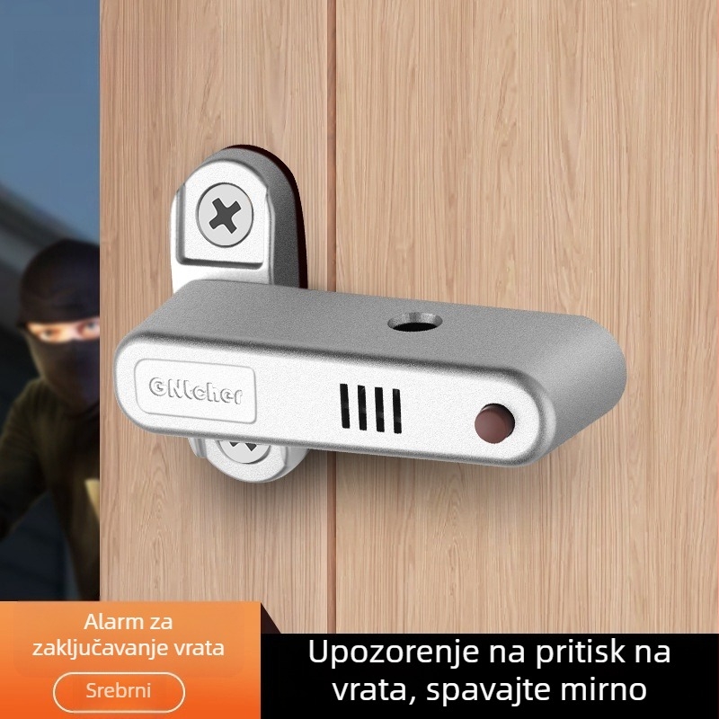 Alarmni doraz za vrata – tip zasuna (latch), aluminijska legura, elektroplatirani završetak, Belonsier, moderni minimalistički stil