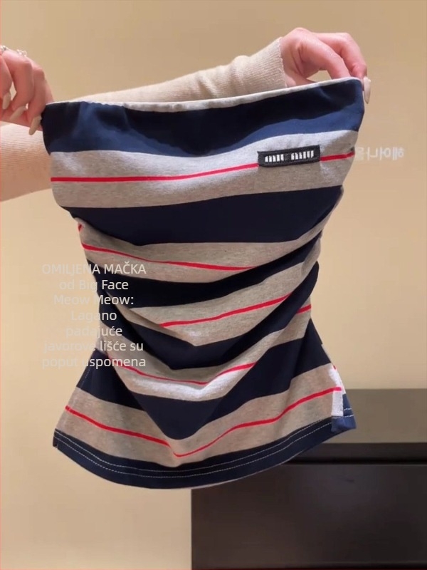 Set od dva dijela: prugasti top bez ramena i suknja s visokim strukom, casual japansko-korejski stil, spandeks materijal, ljeto 2025