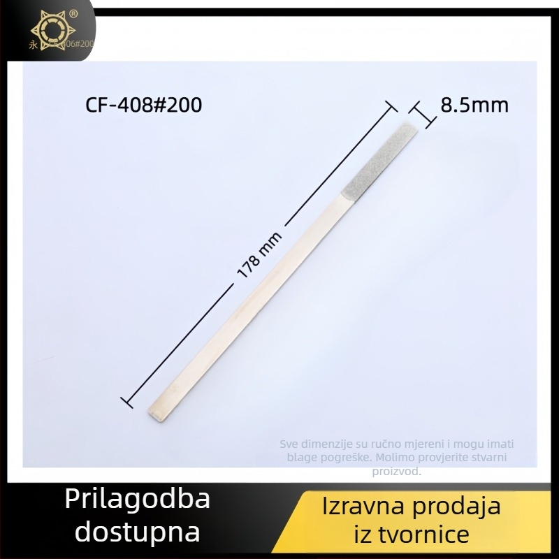 Set dijamantnih ploščatih fajlova, srednji zub, jednoslojni abraziv, za nemetale bez željeza