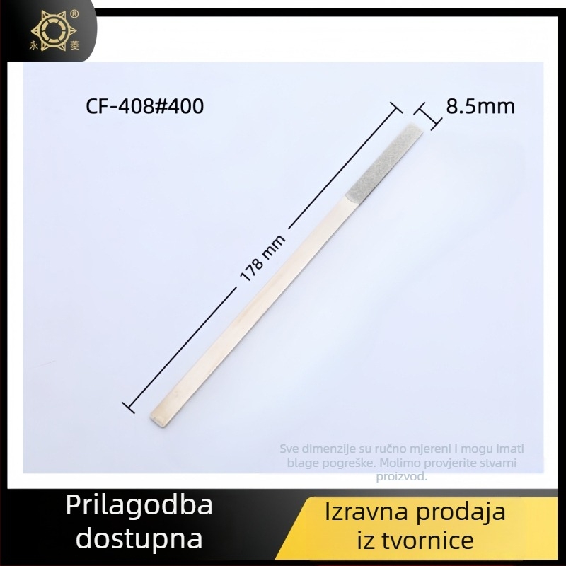 Set dijamantnih ploščatih fajlova, srednji zub, jednoslojni abraziv, za nemetale bez željeza