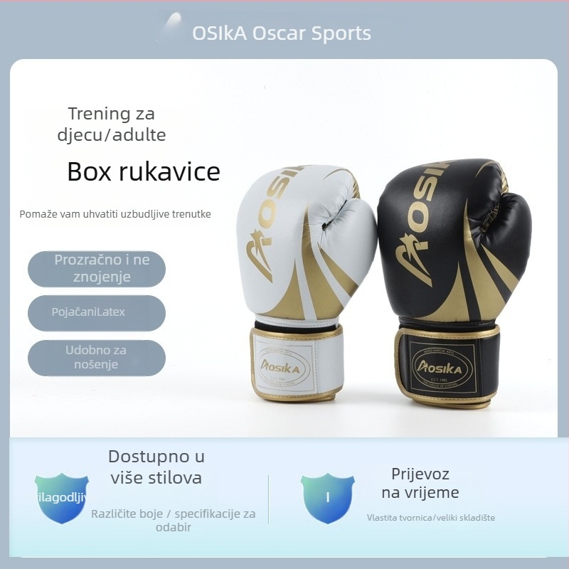 Boxerske rukavice za djecu i odrasle — trening i natjecanje, lateks, prilagodljivo, zaštitne i udobne, unisex