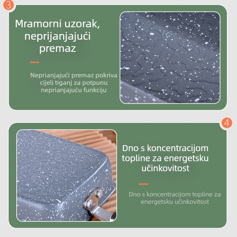 Japanski stil tiganj za tamagoyaki, nehrđajući čelik, neprijanjajuća površina, univerzalna namjena