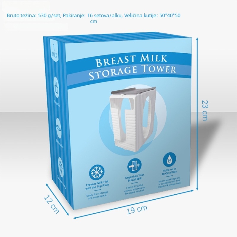 Stalak za skladištenje majčinog mlijeka od PP, komplet 10 kom.