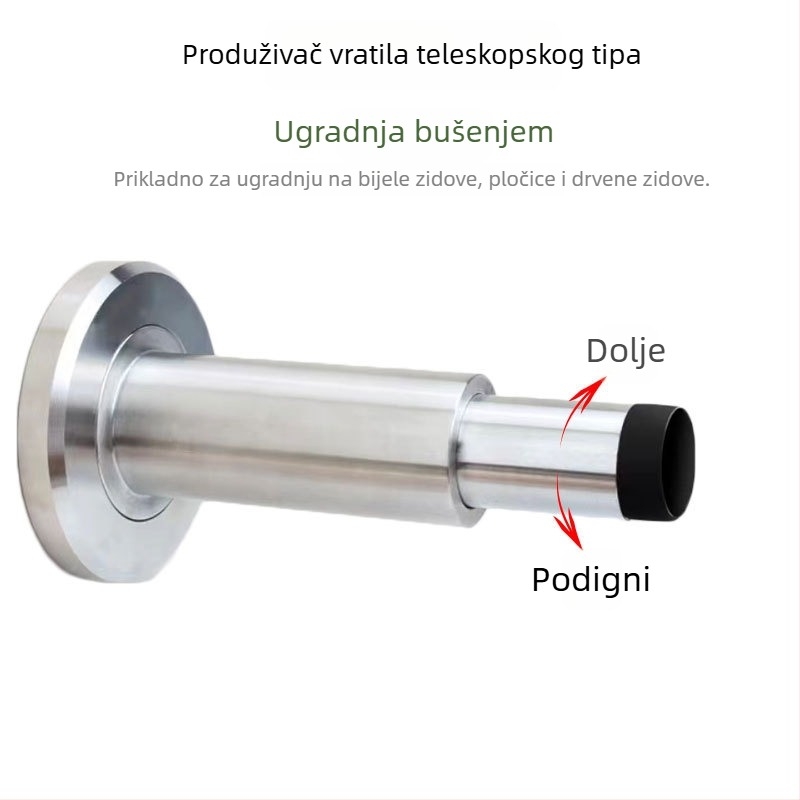 Izvučeni gornji dio vrata od nehrđajućeg čelika s magnetskim hvatalom – zidna montaža, ručna kontrola, završna obrada elektroplating/poliranje
