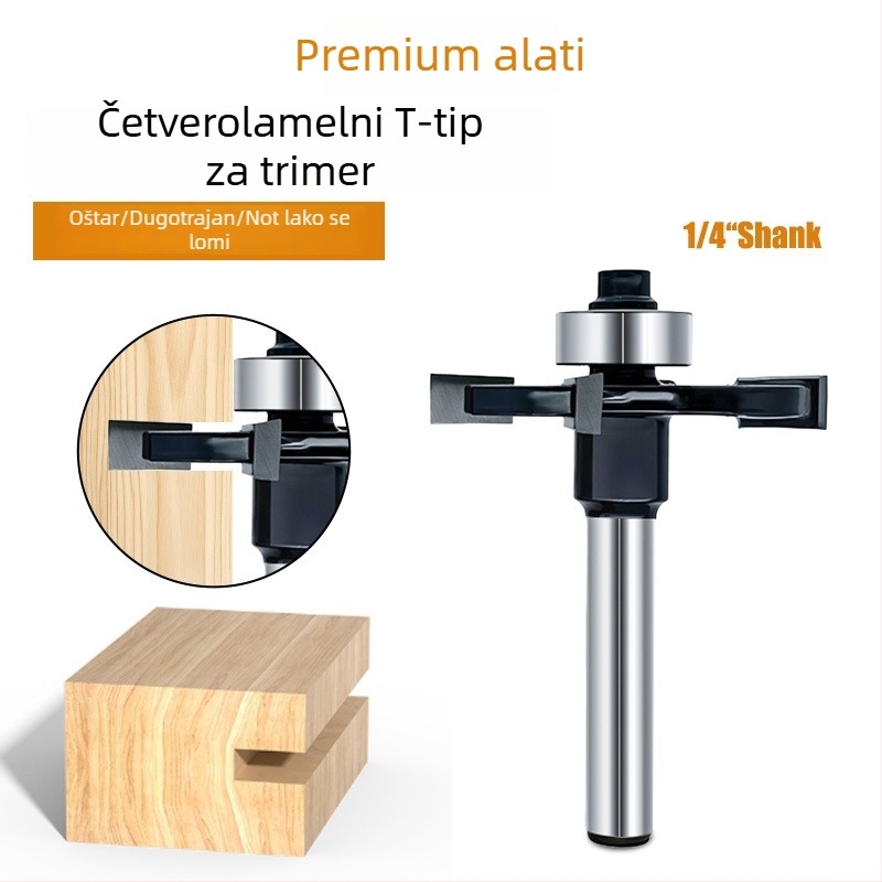 Četverozupna T-slotska freza s kugličnom glavom, karbidna glodala za drvo – kompatibilna s CNC-centrom, za drvo, MDF, laminirane ploče