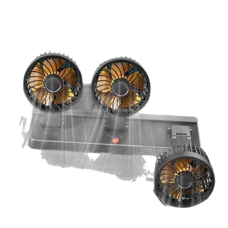 Automobilski ventilator s dvostrukom glavom za unutrašnjost (hlađenje; silikon kućište; napajanje 5V/12V/24V)
