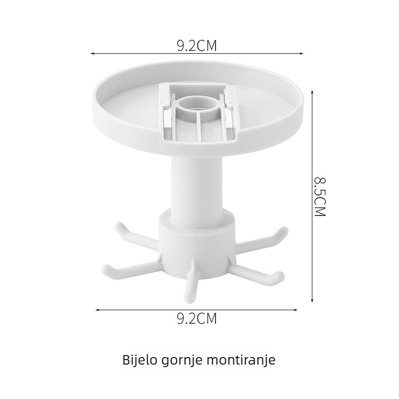 Zidna kuhinjska vješalica s rotirajućim izvučnim kukicama, montaža bez bušenja, ABS materijal, 4 kukice, nosivost 3 kg.