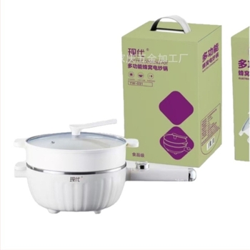 Električni wok s dugačkom drškom za kućnu upotrebu, 1500W+, za 2-3 osobe, višenamjenski: para, prženje, kuhanje, dinstanje, upravljanje gumbom