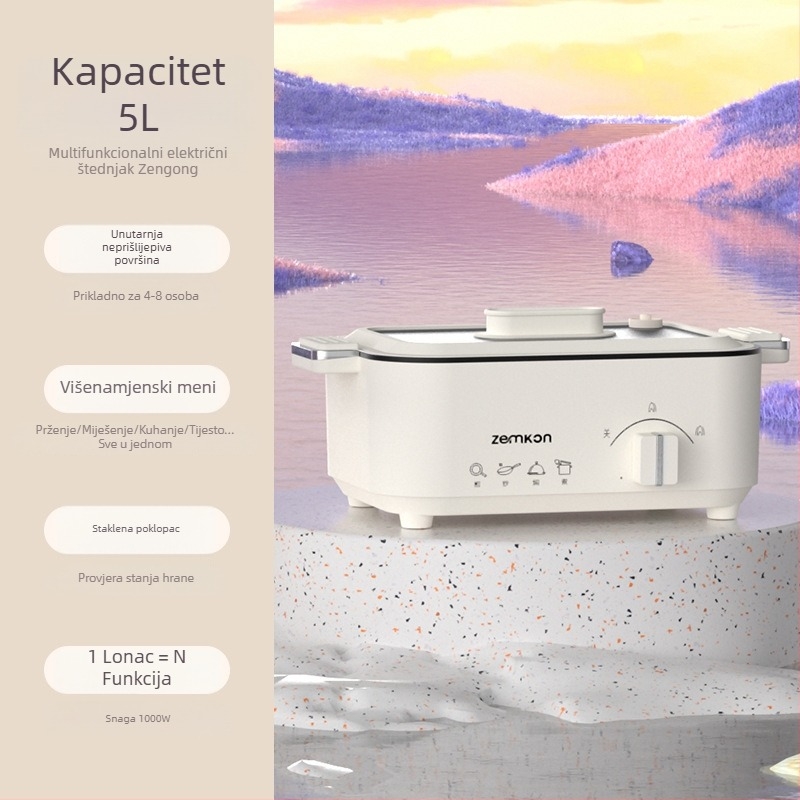 Električni lonac za kuhanje za 3–4 osobe, zapremina 5 L, 1000 W, regulacija temperature, zaštita od suhog kuhanja