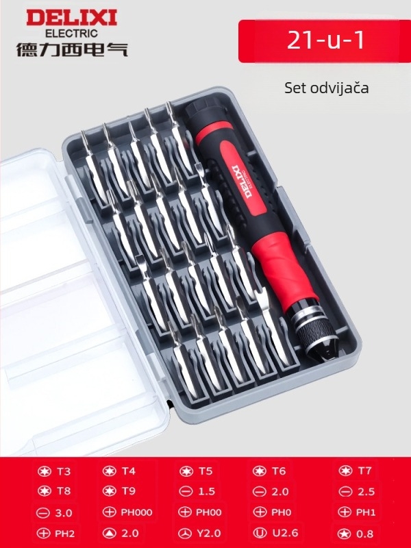 Premonition višefunkcionalni set odvijača od karbonskog čelika za kućnu elektroniku – rastavljanje mobitela i prijenosnih računala, čišćenje prašine; verzije: 21-in-1, 31-in-1, 33-in-1, 34-in-1