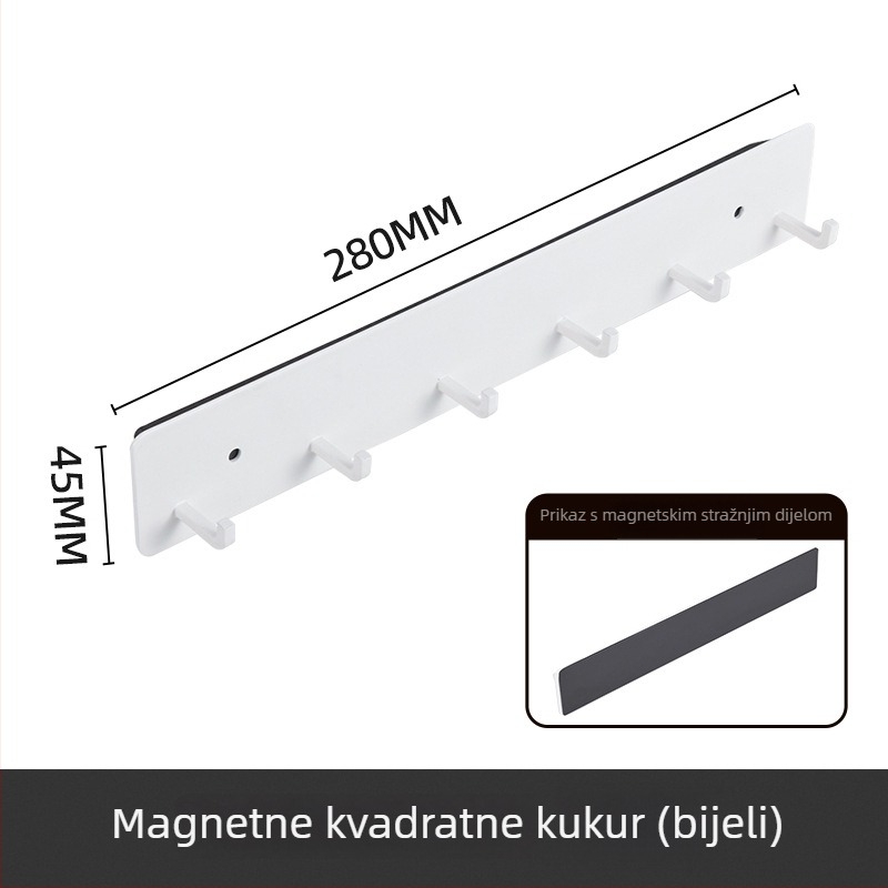 Magnetni zidni držač za kuhinju, bez bušenja, višeredni dizajn, od ugljične čelika, nosivost (3–5 kg)