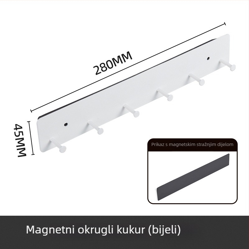 Magnetni zidni držač za kuhinju, bez bušenja, višeredni dizajn, od ugljične čelika, nosivost (3–5 kg)