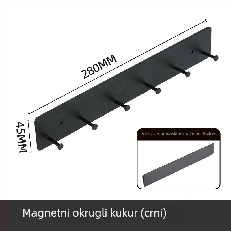 Magnetni zidni držač za kuhinju, bez bušenja, višeredni dizajn, od ugljične čelika, nosivost (3–5 kg)