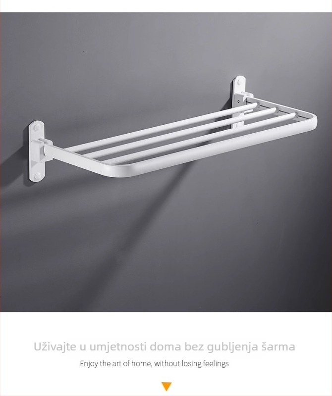 Držač za ručnike u kupaonici, jednoslojni, od Space aluminija, s lakiranim završetkom, sklopiv, nosivost 10 kg, moderni minimalistički stil