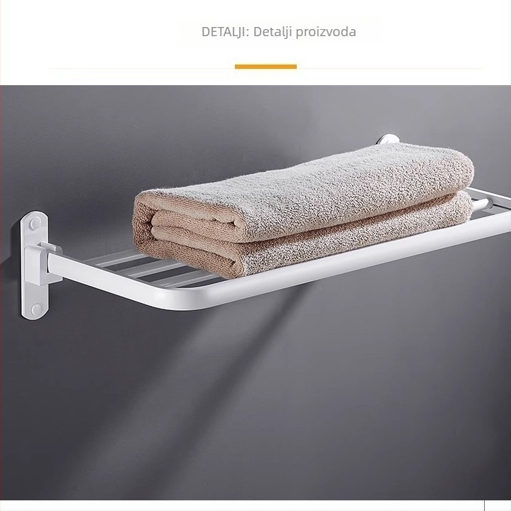 Držač za ručnike u kupaonici, jednoslojni, od Space aluminija, s lakiranim završetkom, sklopiv, nosivost 10 kg, moderni minimalistički stil