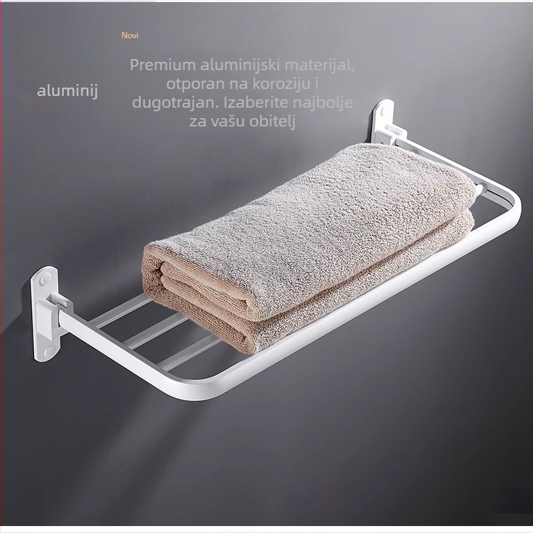 Držač za ručnike u kupaonici, jednoslojni, od Space aluminija, s lakiranim završetkom, sklopiv, nosivost 10 kg, moderni minimalistički stil