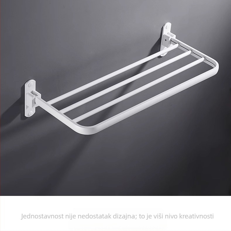Držač za ručnike u kupaonici, jednoslojni, od Space aluminija, s lakiranim završetkom, sklopiv, nosivost 10 kg, moderni minimalistički stil