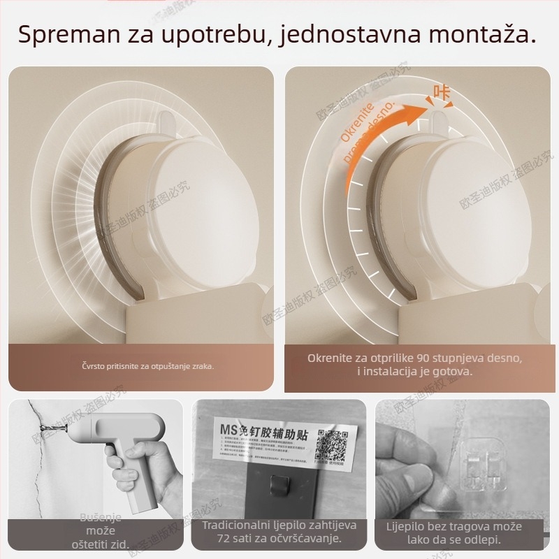 Nehrđajući čelični kuhinjski držač s vakuumom, bez bušenja, 600 g, japansko-korejski stil, Osd