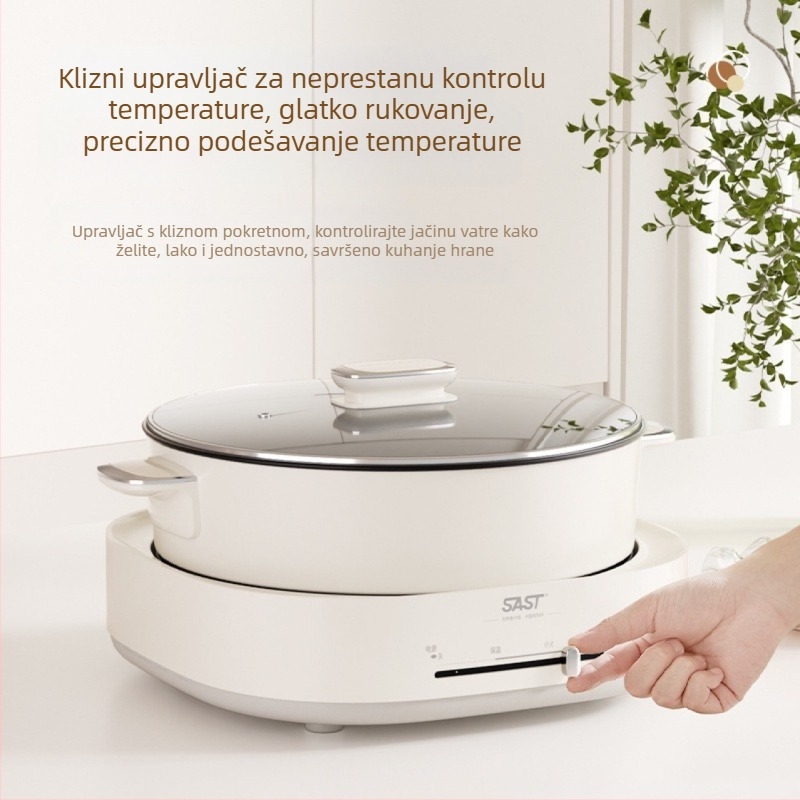 Split-type električni lonac za kuhanje, 1500W, kapacitet preko 6L, unutarnja posuda s premazom protiv ljepenja, višenamjenski: para, dinstanje, prženje, kuhanje, dinstanje; zaštita od suhog zagrijavanja