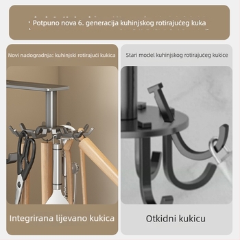 Danle karbonsko čelični kutni držač za kuhinjske posuđe, zidni, deset kandži, moderni minimalistički stil, premaz plastikom, težina oko 0,3 kg