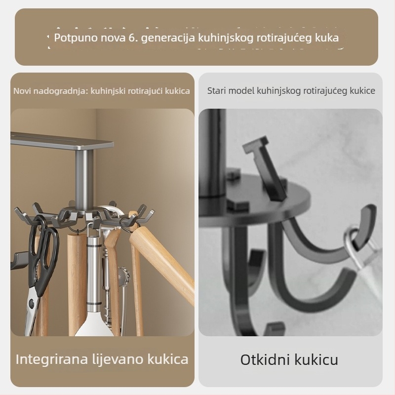 Danle karbonsko čelični kutni držač za kuhinjske posuđe, zidni, deset kandži, moderni minimalistički stil, premaz plastikom, težina oko 0,3 kg