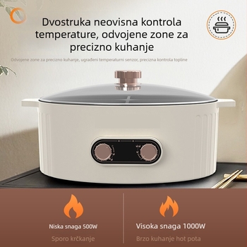 Električna posuda za fondue sa četiri odjeljka, dvostruki okus, 6 l, 110 V
